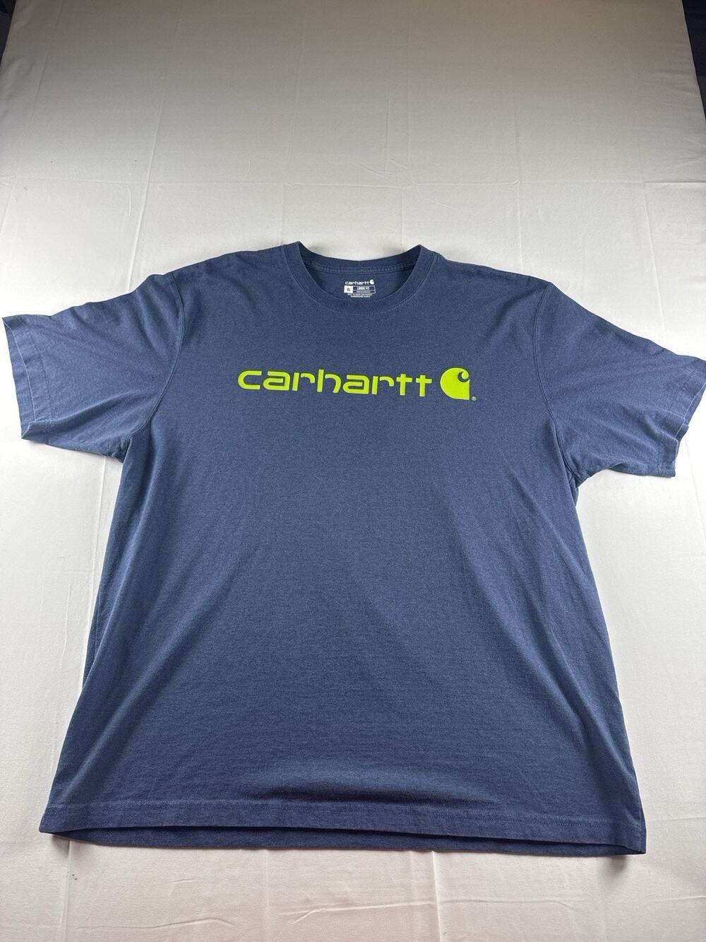 Carhartt Logo T Shirt Mens XL Blue Neon Green Graphic Loose Fit Workwear Tee
